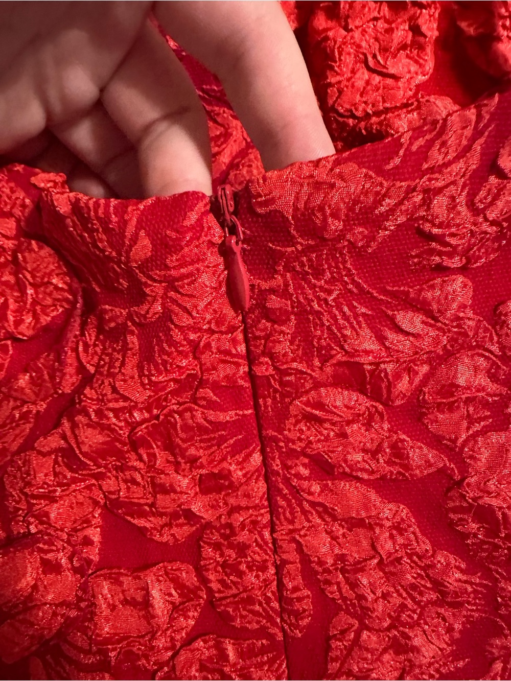 Luxxel Red Floral Appliqué Spaghetti Strap Dress - Picture 4 of 5